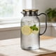 thumbnail image 1 of CaiYueKe 1L Diamond Pattern Pitcher with Stainless Steel Lid and Strainer, High-Temperature Resistant, BPA-Free, Clear Plastic Beverage Jug for Water, Juice, Iced Tea, Bar, Restaurant, Kitchen, 1 of 7