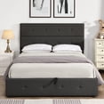 thumbnail image 6 of Full Bed Frame with Storage Underneath, Metal Full Size Bed with Lift Up Storage, Upholstered Full Size Platform Bed with Headboard and Bentwood Slats, 6 of 9