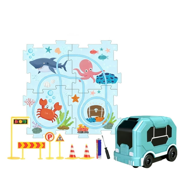 TIELUTT Children's Educational Puzzle Track Play 2026 Puzzle Track Battery Circuit Board for Kids under 8 Educational Keyboard Multiplication Animals for Kids 3-5 Multiplication Table Building for Ki