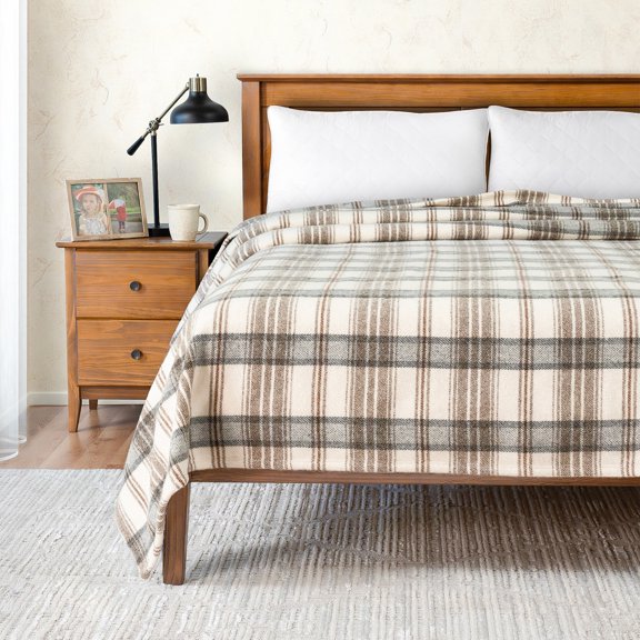 Tahoe Heavyweight Oversized Washable French Wool Plaid Twin Blanket, Deer