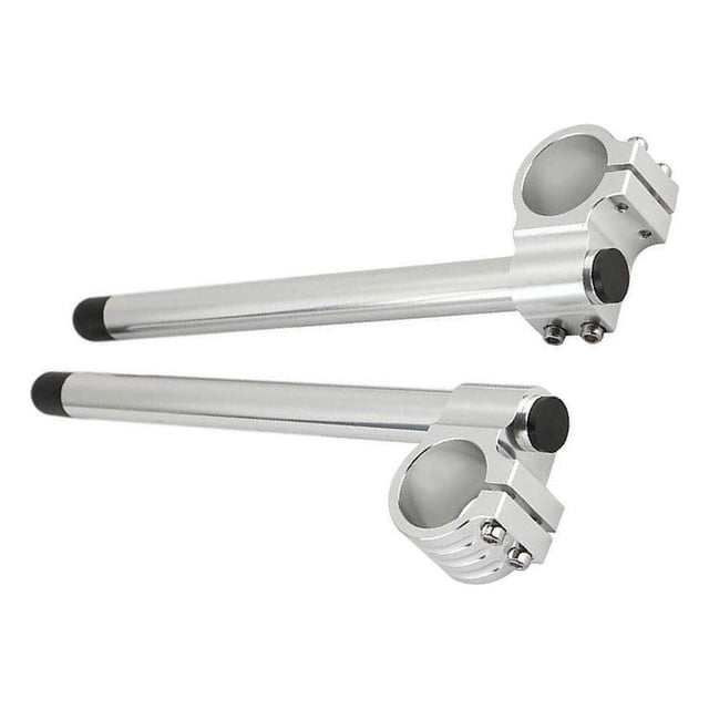 kurtrusly Universal 37mm CNC Fork Clip-ons Handle Grip Handlebar for Motorcycle Silver