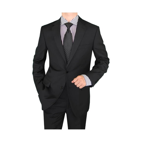 Mens Side Vent 2 Piece Black Classic Fit Suit Salvatore