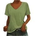 thumbnail image 2 of Summer Saving Wycnly Womens Tops Solid Short Sleeve V-Neck Tee Shirts Summer Casual Plain Soft Breathable Loose Workout Blouse Mint Green S Clearance Clothes, 2 of 6
