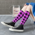 thumbnail image 5 of Rocae Purple Black Buffalo Plaid for Novelty Casual compression Socks For Women Men Contrast Color Stockings, 5 of 6