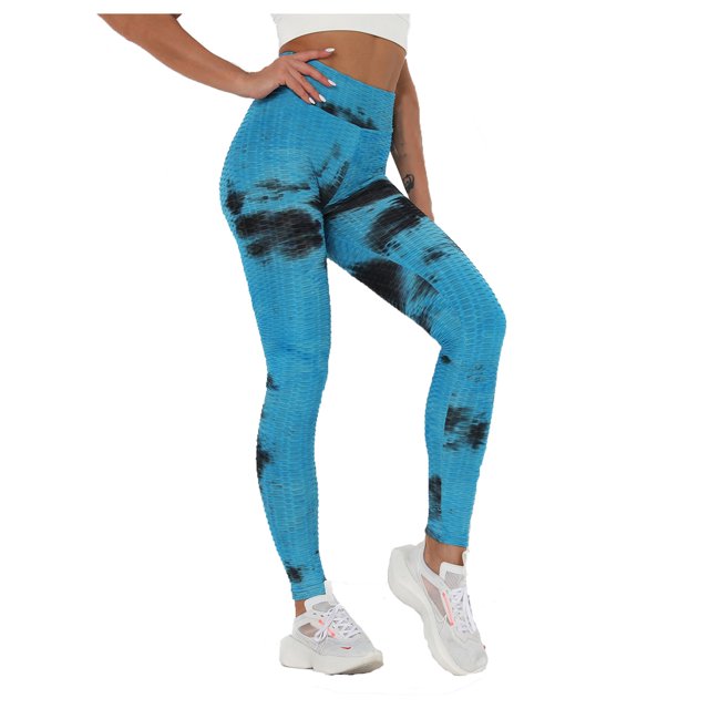 Gibobby Pantalones deportivos Pantalones de corbata teñidos, pantalones elásticos de cintura alta para Yoga para mujer, ejercicio de , pantalones ajustados de Yoga(Azul, L)