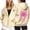 Beige, variant on Women's Casual Hoodies Zip Up Pink Sunflower Bow Graphic Hooded Sweatshirt Long Sleeve Streetwear Pullover Top M