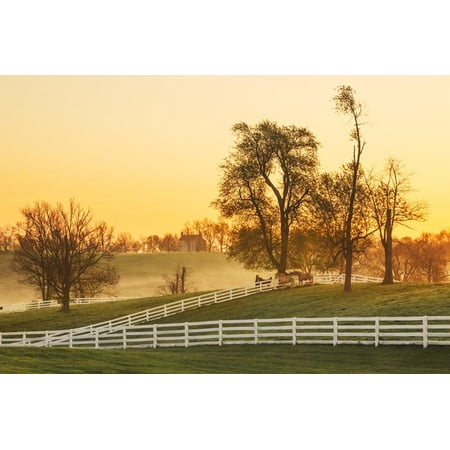 Village Shaker Chest Horses at sunrise, Shaker Village of Pleasant Hill, Harrodsburg, Kentucky Print Wall Art By Adam Jones ()