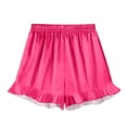 thumbnail image 6 of Mifsaly Kids Girls Pajama Set 3 Piece Soild Color Silk Satin Pjs Matching Outfits Button Down Sleep Shirts with Ruffle Trim Shorts and Fit Lounge Pants, 6 of 8