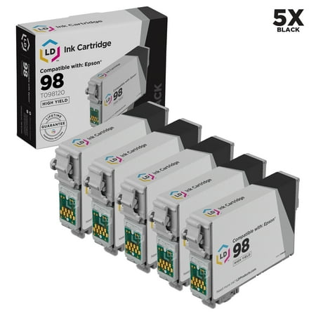 Epson Printer Artisan 837 Remanufactured Replacements for Epson T0981 Set of 5 High Yield Cartridges Includes: 5 Black T098120 for use in Epson Artisan 700, 710, 725, 730, 800, 810, 835, & 837 Printers ()