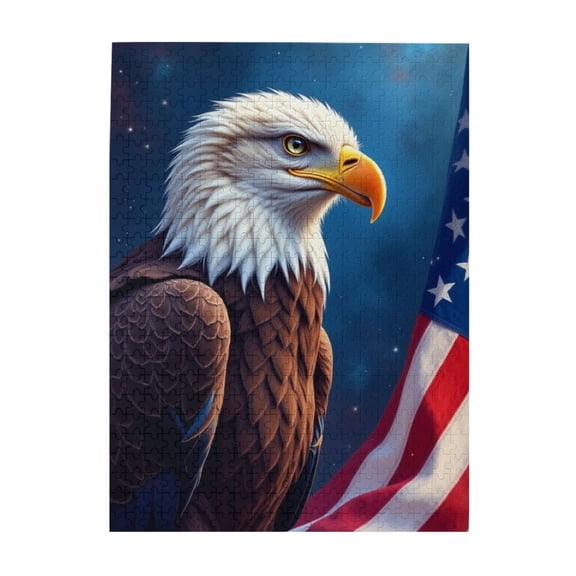 500 Piece American Bald Eagle Jigsaw Puzzle For Adults Challenging & Fun Brain Teaser Patriotic Artwork Quality Wooden Pieces Home Decor Great Gift Idea