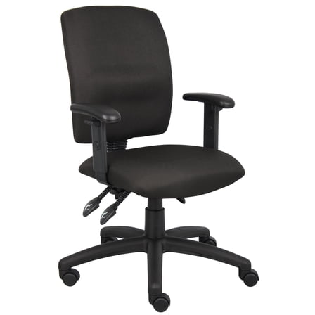 Scranton & Co Crepe Fabric Task Office Chair with Adjustable Arms in Black