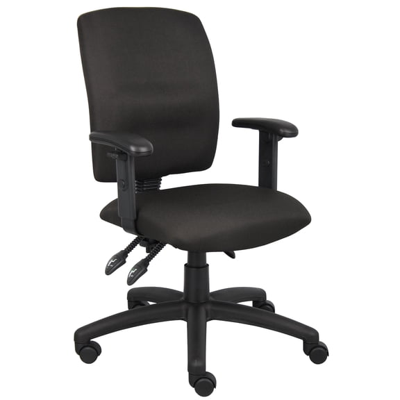 Scranton & Co Crepe Fabric Task Office Chair with Adjustable Arms in Black