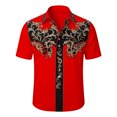 thumbnail image 5 of xfsWaSs Western Cowboy Shirts For Men Casual Button Down Short Sleeve Shirt Floral Embroidered Festival Shirts Holiday Celebration Retro Party Tops, 5 of 5