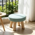 thumbnail image 2 of chaungfeng Round Padded Ottoman, 10.63incy 4 Legs-Simple Linen Foot Rest Stool (Green), 2 of 6