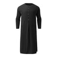 thumbnail image 2 of xiaxaixu Men Robe, Long Sleeve Kaftan Button Closure Solid Color Slit Lightweight Thobe Arabic Clothes, 2 of 6