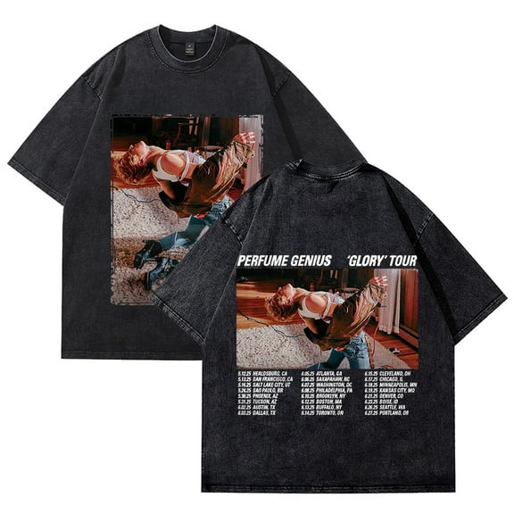 Perfume Genius Glory Tour 2025 Washed Cotton Tshirt Casual Short Sleeve Hip Hop Tees