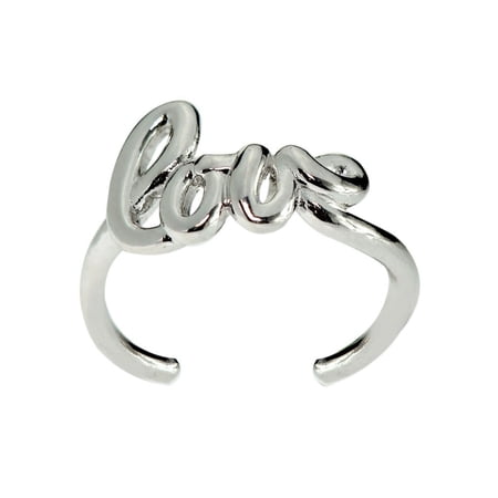 Sterling Silver Polished LOVE in Script Toe Ring