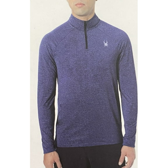 SPYDER Men's Moisture Wicking 4 Way Stretch Reflective 1/4 Zip Pullover, Blue M