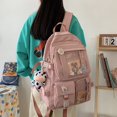 thumbnail image 2 of AMERTEER Women Preppy Style Patchwork Clear Backapck Student Large Rucksack (Purple), 2 of 6