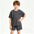 thumbnail image 2 of WRKEKC Boys Summer Casual Outfits Kids Waffle Knit Top and Shorts 2 Piece Set for Boys and Girls 6 Months-12 Years, 2 of 5