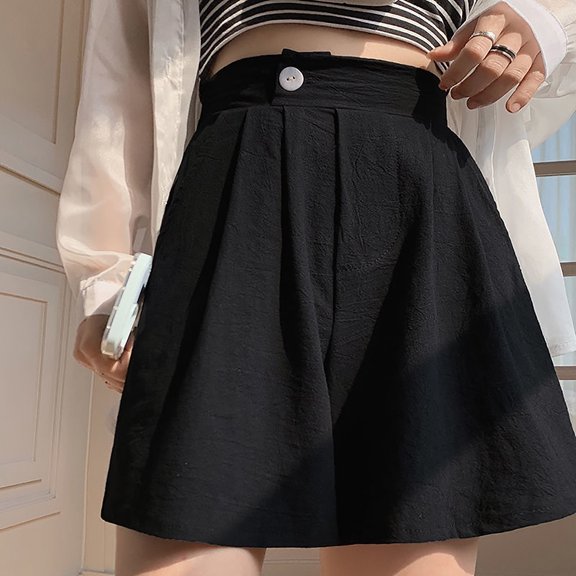 Vedolay Shorts for Women Women's Metallic High Waist Leather Shorts Wide Leg Stretchy Shorts Hot Pants,Black S