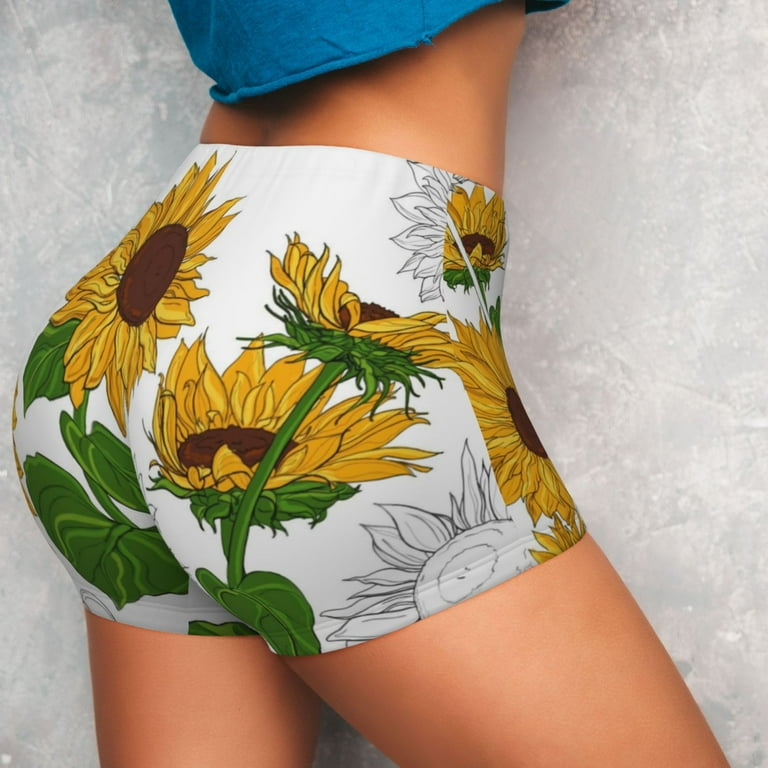 Uemuo Plump Sunflower And Sketch Pattern Women Workout Impact