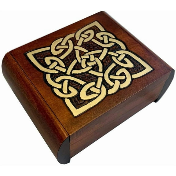 Enchanted WORL OF BOXES Celtic Dream Eternity Knot Secret Jewelry Keepsake Polish Wood Box medium