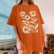 thumbnail image 2 of Faldas Cortas para Mujeres, Impresión de Flores Casual Oversized Camiseta de Manga Corta Top Hecho de 95% Poliéster 5% Spandex para Primavera Verano, Falda Corta de Verano, 2 of 7