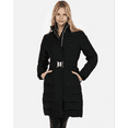 thumbnail image 2 of EXPRESS Black Long Down Belted Smocked Puffer Jacket Coat XXS, 2 of 5