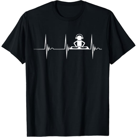 t-shirt DJ Techno Turntable DJ Heartbeat EKG Pulse Dance Music T-Shirt mens,black,women,funny,journey,Crew Neck, Short Sleeve,printing