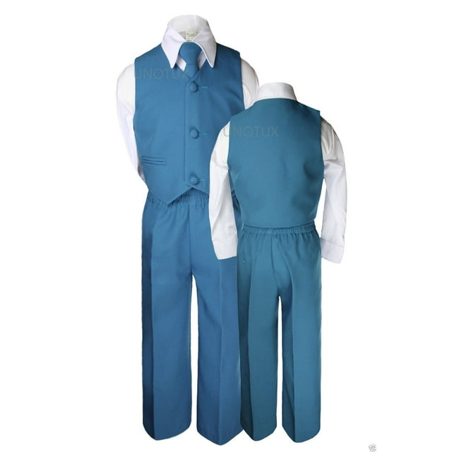 Bébé Garçons Enfants Mariage Formelle Fête Gilet Ensemble Bleu Vert Turquoise Sarcelle Costumes S-7