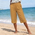thumbnail image 5 of Aimik Women's Cotton Linen Shorts Summer Casual Straight Leg 5" Inseam pant with Pockets Side Split Loose Fit shorts for women, 5 of 6