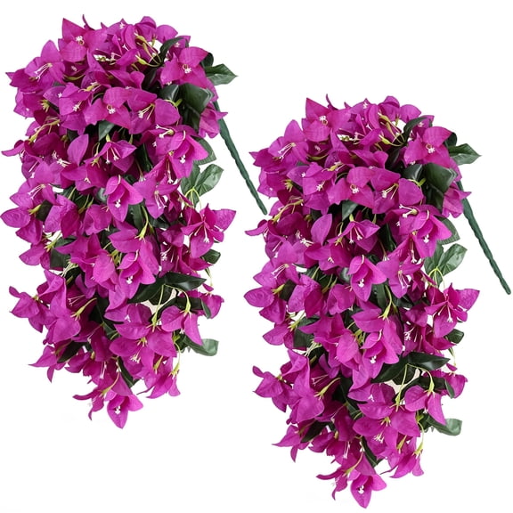 YOLETO Fake Flower Garlands Artificial Bougainvillea Vines 2 PCs Faux Hanging Plants Aesthetics Home Decor for Bedroom Wall Outdoor Decoration