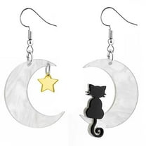 Halloween Cat Earrings for Women, Stylish Moon & Star Design, Perfect Gift for Festive Parties and Everyday Wear