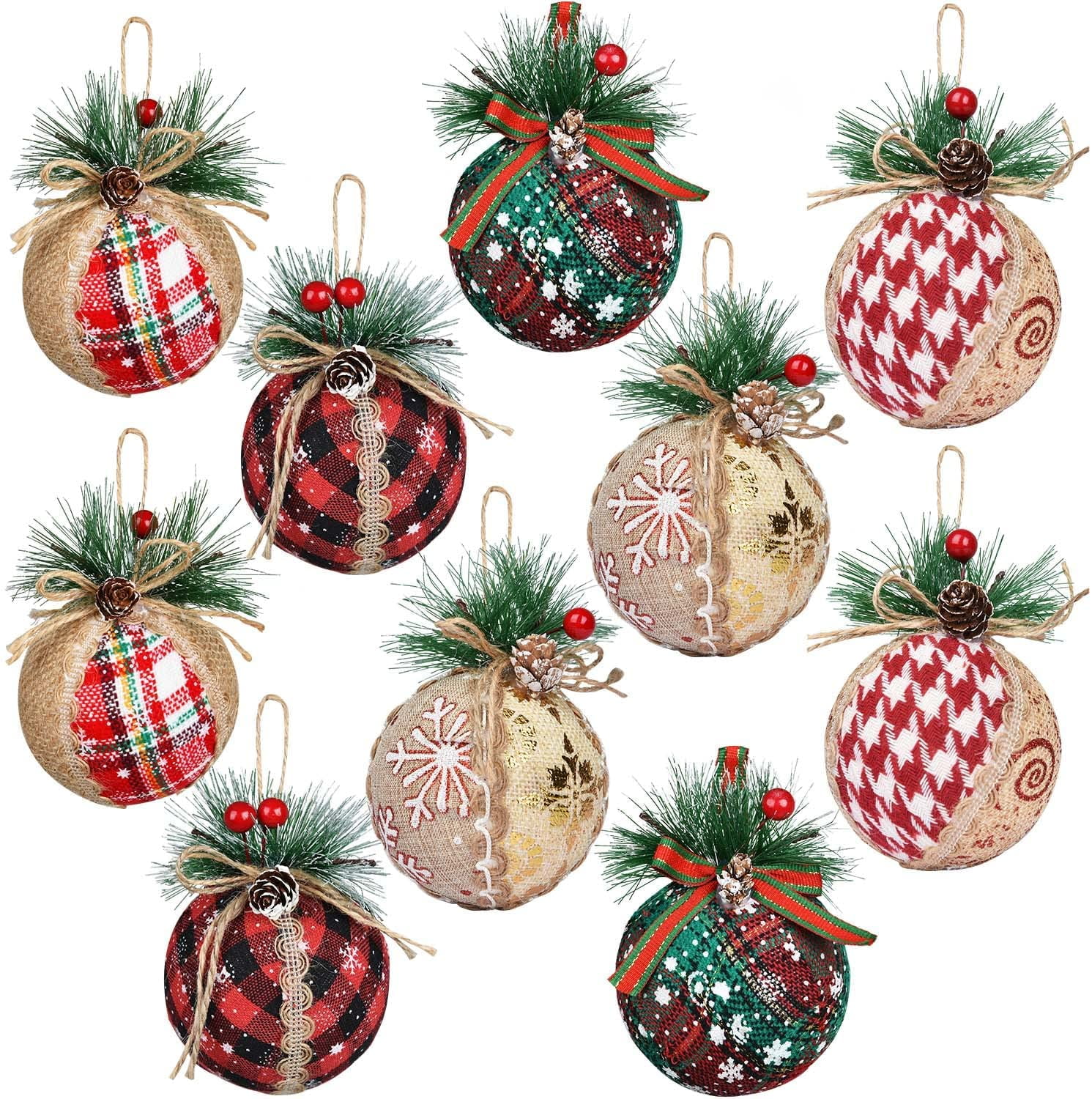 QWZNDZGR 10 Pcs Big Christmas Tree Ornaments,3.9Inch Christmas Balls ...