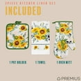 thumbnail image 4 of PREMIUS 3 Piece Printed Kitchen Linen Set, Sunflower, 1 Cotton Towel, 1 Pot Holder, 1 Oven Mitt, 4 of 5