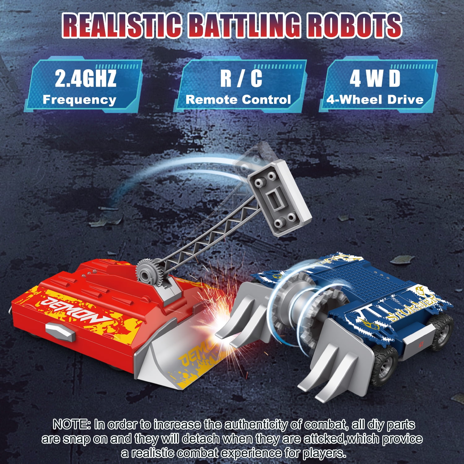 Remote Control Battle Robots, 2-Player Battle Robots Arena Set, 2.4Ghz Interactive RC Fighting Robot Toy, STEM Toys Gifts for Boys Girls