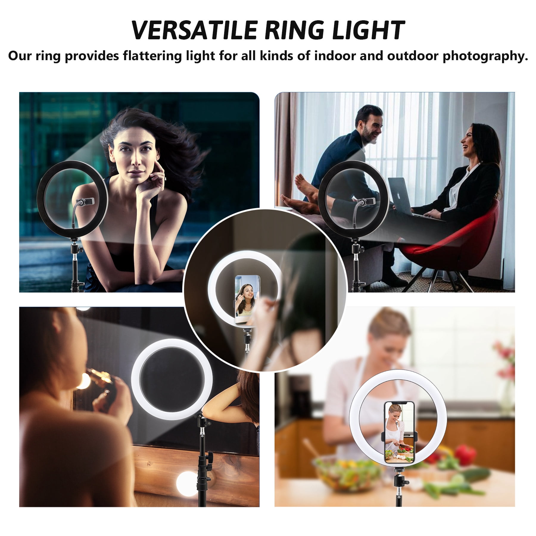 10" LED Selfie Ring Light with 17"-59" Adjustable Tripod for Android or iOS