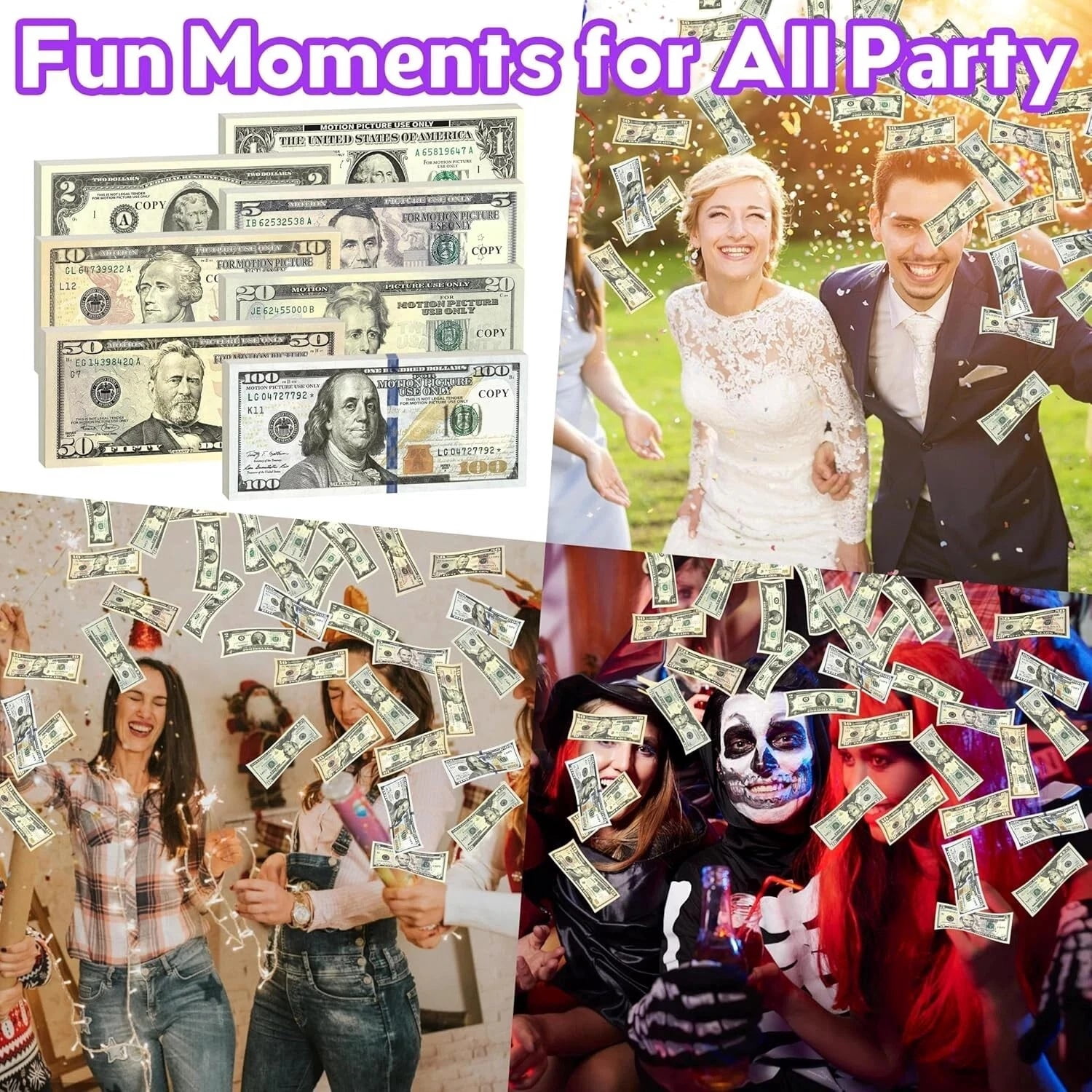 100PCS Prop Money for Adult Kids Girls Boys Birthday Party, Develops Early Math Skills, for Movie Photo Props