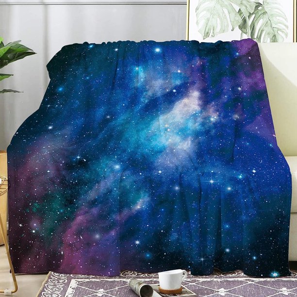 LHSHID Solar System Blanket Super Soft Flannel Fleece Throw Planet Blanket Cozy Outer Space Blanket for Boys Girls Adults Comfortable Bed Blanket for Sofa Living Room Travel Camping Couch 50x60in