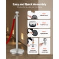 thumbnail image 6 of VEVOR Stanchions and Velvet Ropes 4Pcs, Hollow Base with Stainless Steel Post, 2 Red Velvet Ropes and Posts, Crowd Control Barriers Silver Stanchions, Red Carpet Runner Poles for Party Supplies, 6 of 9