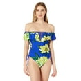 thumbnail image 1 of YDX Women's Swimwear Flounce Off Shoulder One Piece Ruffles Bathing Suit, Mellow Yellow, Large, 1 of 5