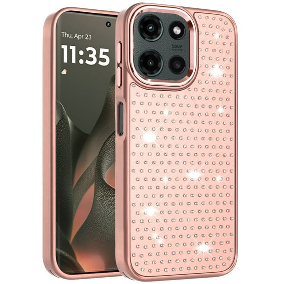 XPM for Motorola Moto G Stylus 5G 2025 Phone Case, Bling Diamond Metallic, Full Sparkle Chrome Edged Hybrid Protective Shockproof Cover for Moto G Stylus 5G 2025 (Rose Gold)