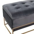 thumbnail image 5 of DecMode 44" x 19" Gray Metal Storage Bench with Gold Base, 1-Piece, 5 of 12