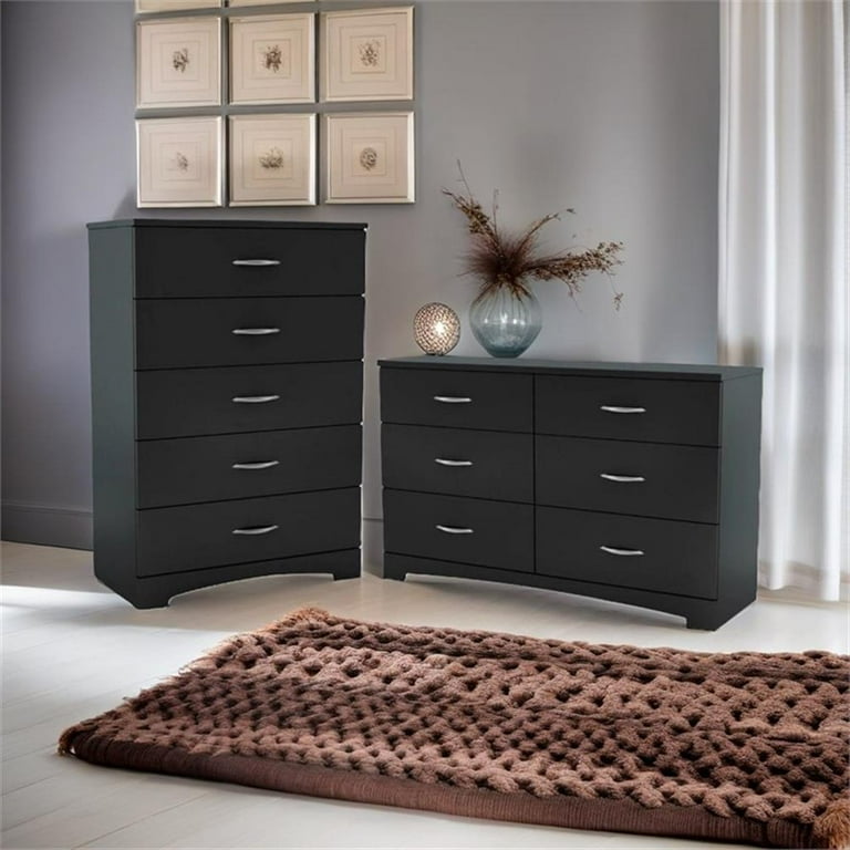 Home Square 2 Piece Set with 5 Drawer Chest and 6 Drawer Double Dresser