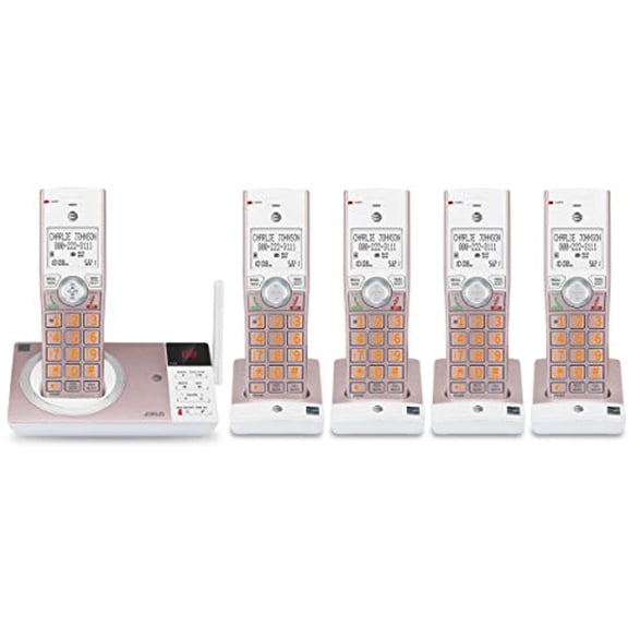 Pre-Owned AT&T CL82557 5 Handset Answering System with Caller ID Announce, Rose Gold