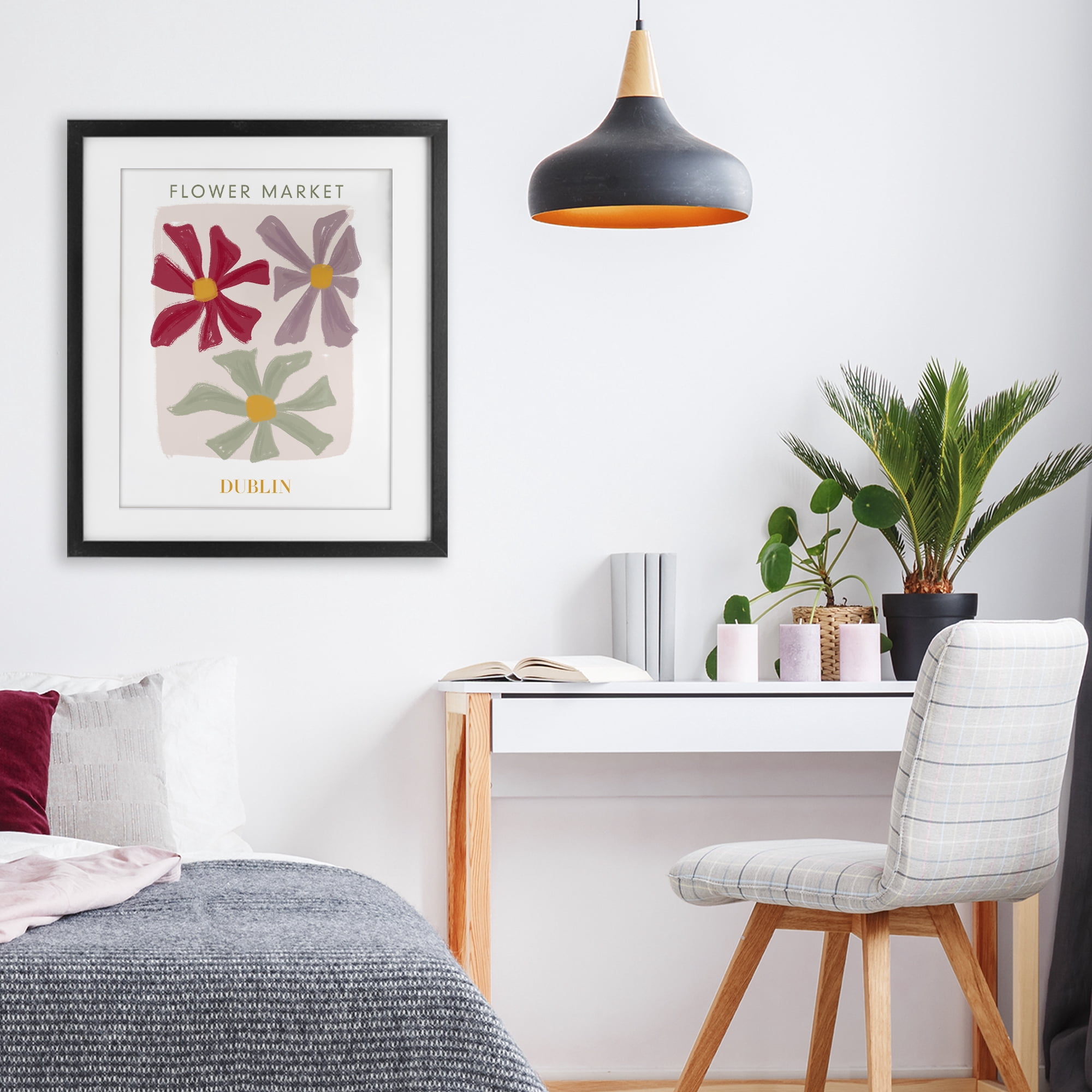 Stupell Industries Muted Dublin Flower Market Black Framed Print Under Glass, design by Lucille Price