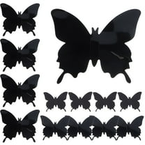 FELTECHELECTR 3D Butterfly Wall Stickers 12-Pcs Black Pvc For Festive Celebrations
