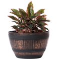 thumbnail image 1 of TRAHOO-Brown Outdoor Rustic Half Barrel Flower Garden Planter Bowl, Plastic, Medium, 1 of 4