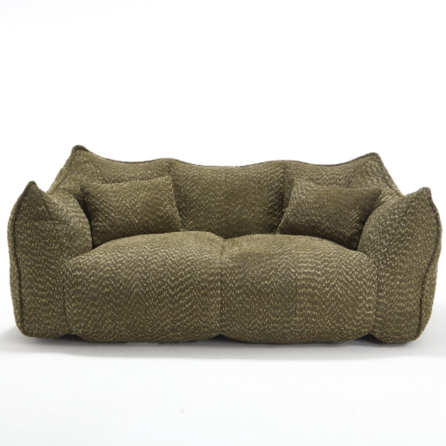 Oversized Bean Bag Chair for 2 People, Soft Chenille Square Floor Sofa with High Resilience Foam Core, Armless Lounge Recliner for Living Room, Bedroom, Gaming & Reading Room, Olive Green